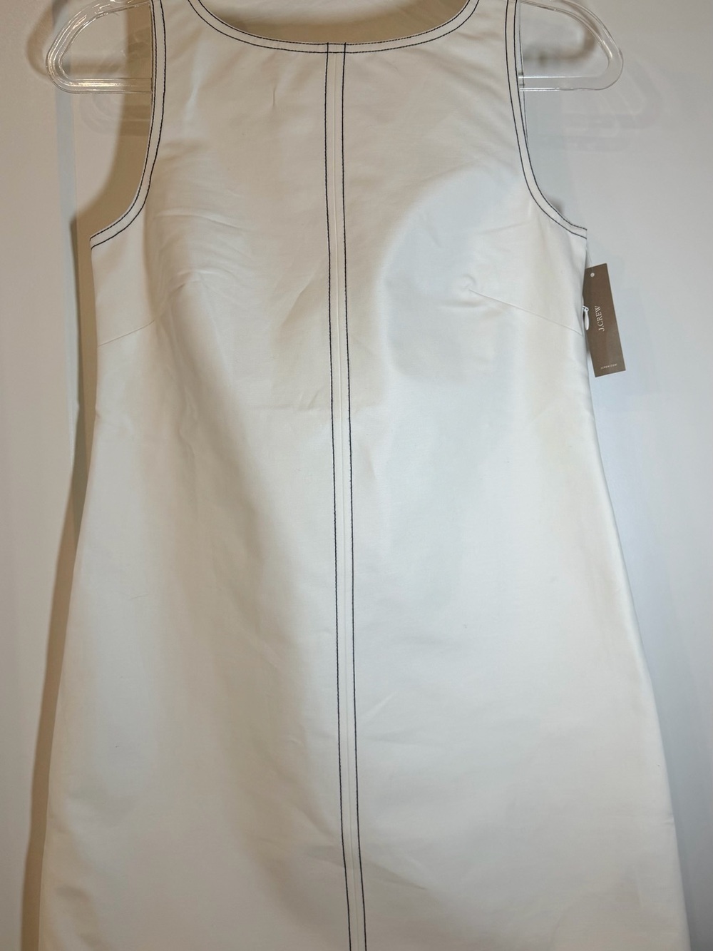 NWT J.Crew Contrast Stitch V-Neck Mini Dress – Size 0 (White/Black Stitching)